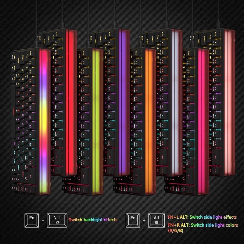 Womier 60% Keyboard Gaming with Light Box, Wired Mechanical Keyboard with MCA Keycaps, OEM Profile, Programable, 64 Keys Hot Swap RGB Cream Custom Key Board for PC Computer Win/MAC (WK68 PRO-Black) - Image 5